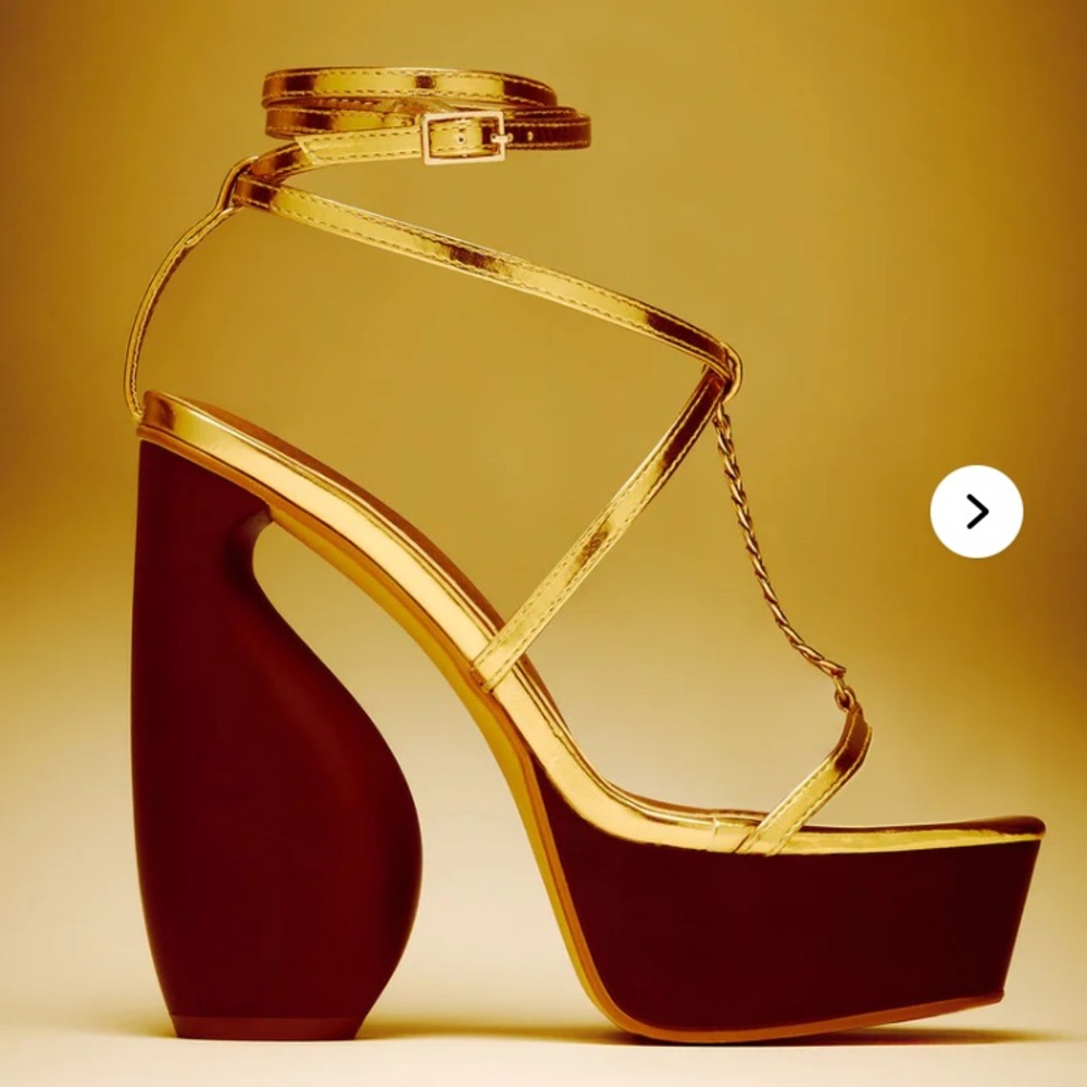 Miss Me Gold and Brown Platform Heels
